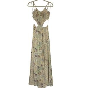 NWT PROMESA Floral Cutout Tie Back Maxi Dress Boho Festival Vacation Size S